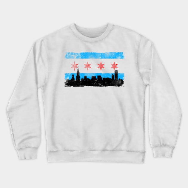 Chicago Flag - Distressed Crewneck Sweatshirt by SykoticApparel